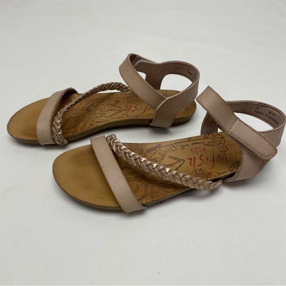 Blowfish Sandals Tan Velcro Girls Size 1 - Picture 3 of 9
